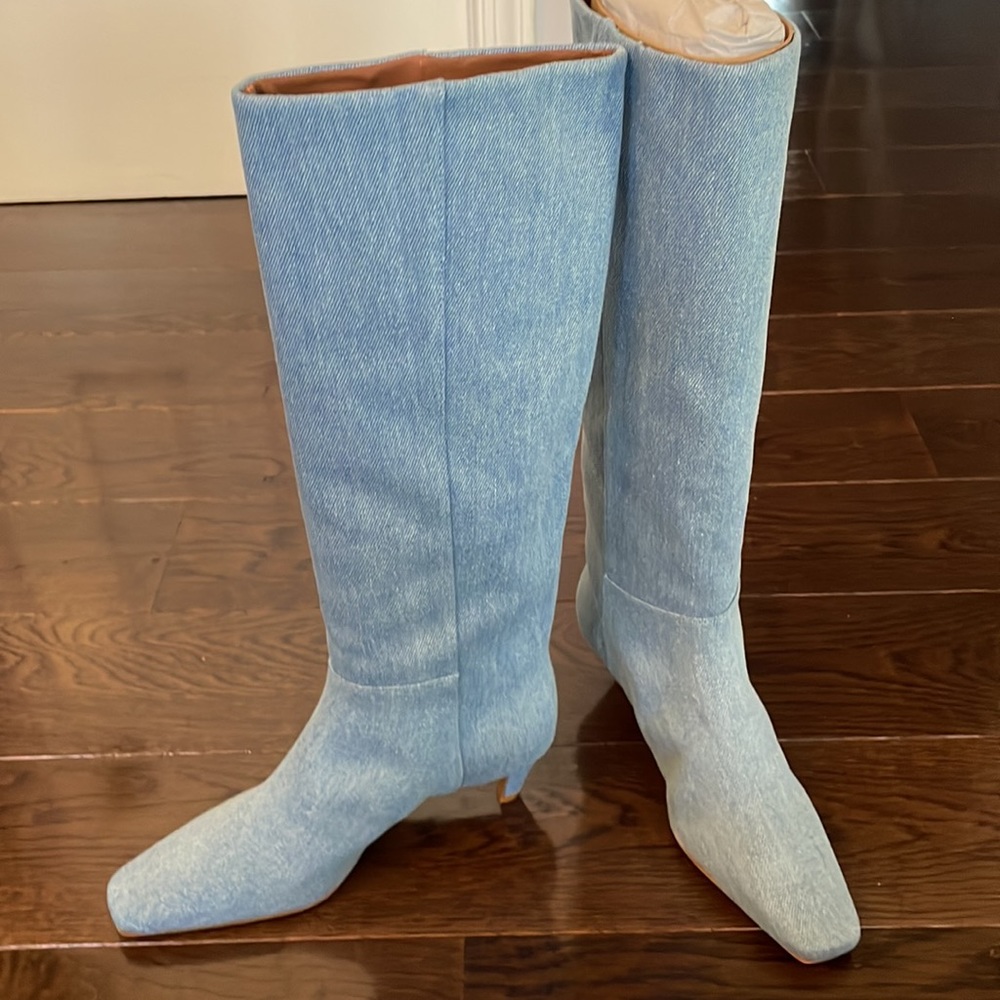 Reformation Blue Heeled Boots View 5